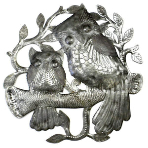 Pair of Owls on Perch Metal Wall Art (GC) Metal Wall Art