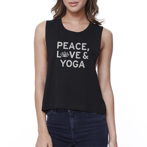 Peace Love Yoga Crop Top Yoga Work Out Tank Top Cute Yoga T-shirt Small Women - Apparel - Shirts - Sleeveless