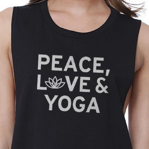 Peace Love Yoga Crop Top Yoga Work Out Tank Top Cute Yoga T-shirt Women - Apparel - Shirts - Sleeveless
