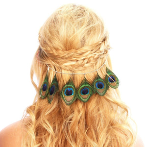 Peacock Feather Hair Grip Women - Accessories - Hair Accessories