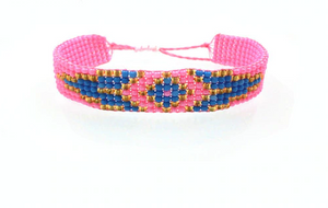 Pink & Blue Two-Tone Vintage Beads Rope Bracelet