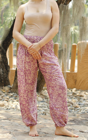 Pink Floral Harem Pants Standard / Pink Harem Pants