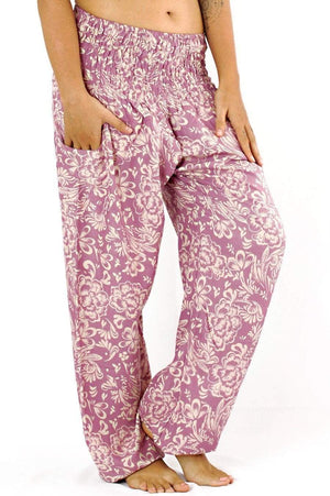Pink Floral Harem Pants Standard / Pink Harem Pants