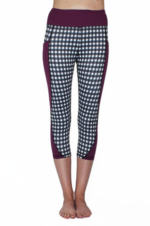 Purple Checker - Pocket Capri Women - Apparel - Activewear - Leggings