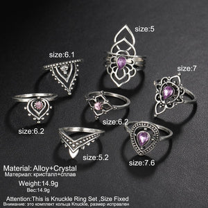 Purple Gemstone Goddess Ring Set