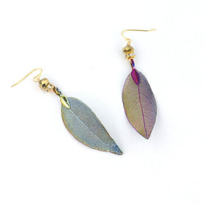 Rainbow Leaf Earrings with Sterling Silver French Wires Women - Jewelry - Earrings
