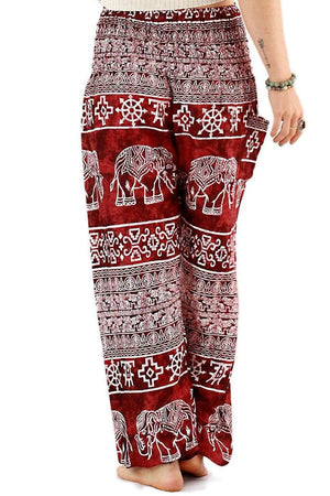 Red Ancient Elephant Harem Pants Standard / Red Harem Pants