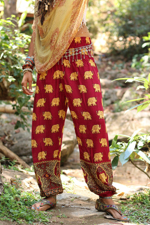Red Royal Elephant Harem Pants Harem Pants