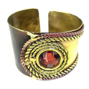 Rope and Rose Stone Brass Cuff  (GC) Brass Images