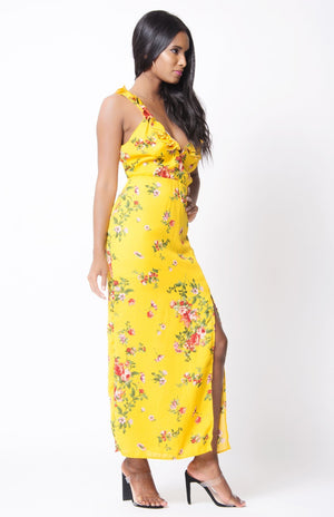 Ruffle Detail Side Slit Maxi Dress Women - Apparel - Dresses - Maxi