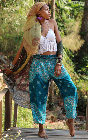 Selene Teal Goddess Mandala Pants Harem Pants