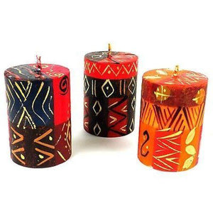 Set of Three Boxed Hand-Painted Candles - Bongazi Design (GC) Candles