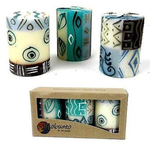 Set of Three Boxed Hand-Painted Candles - Maji Design (GC) Candles