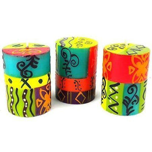 Set of Three Boxed Hand-Painted Candles - Matuko Design (GC) Candles