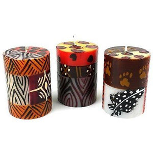 Set of Three Boxed Hand-Painted Candles - Uzima Design (GC) Candles