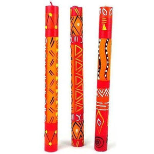 Set of Three Boxed Tall Hand-Painted Candles - Zahabu Design (GC) Candles