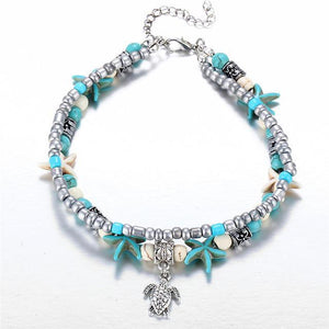 Shell Beads Starfish Turtle Anklet Default Title