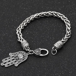 Silver Chain Bracelet w/Hamsa & Evil eye
