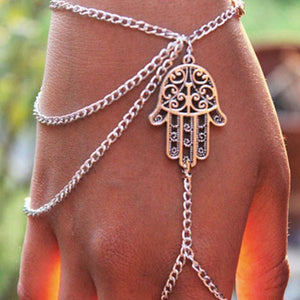 Silver Hamsa Bracelet & Hand Chain