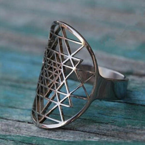 Sri Yantra rings Silver plated Ring for women adjustable size Fashion Jewelry Rings