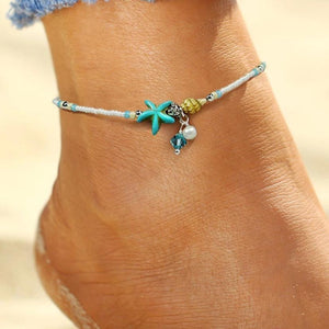 Starfish Anklets in Aquamarine for Beach