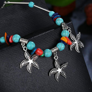 Starfish Anklets in Aquamarine for Beach