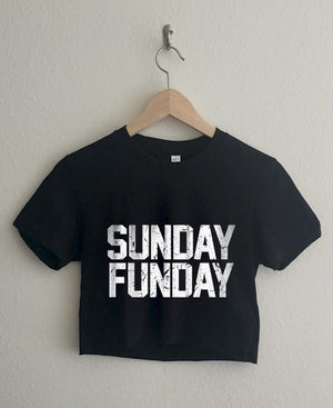 Sunday Funday Short Sleeve Cropped T Shirt Women - Apparel - Shirts - T-Shirts