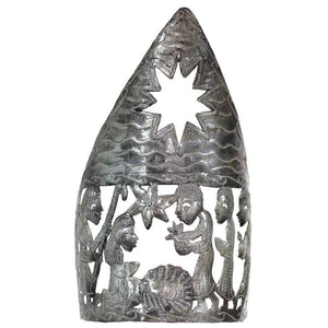 Tabletop Nativity Scene with Candle Holder (13" x 7") Metal Wall Art