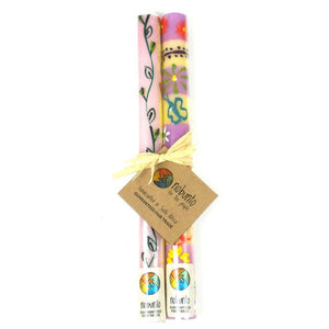Tall Hand Painted Candles - Pair -Imbali Design (GC) Candles