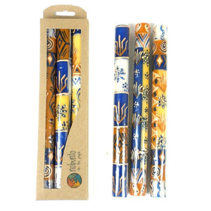 Tall Hand Painted Candles - Three in Box - Durra Design (GC) Candles