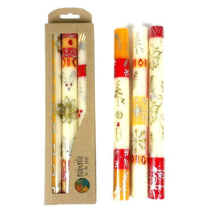 Tall Hand Painted Candles - Three in Box - Kimeta Design (GC) Candles