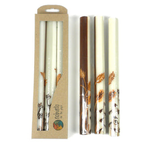 Tall Hand Painted Candles - Three in Box - Kiwanja Design (GC) Candles