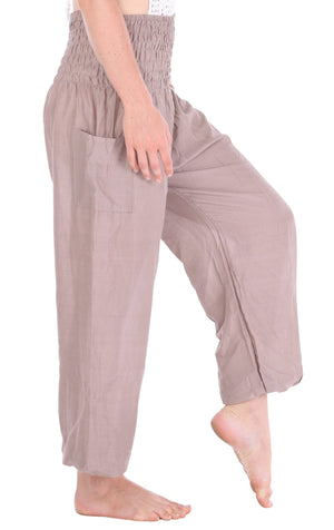 Tan Solid Harem Pants Standard / Brown Harem Pants
