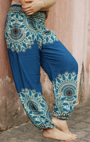 Teal Blue Spirit Mandala Harem Pants Standard / Blue Harem Pants