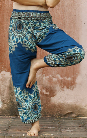 Teal Blue Spirit Mandala Harem Pants Standard / Blue Harem Pants