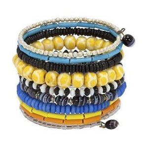 Ten Turn Bead and Bone Bracelet - Multicolored (GC) Asia Collection