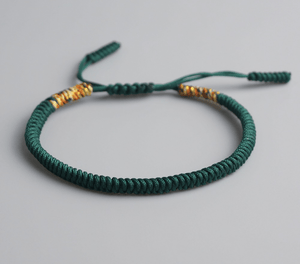 Green and Gold Tibetan Buddhist Bracelet