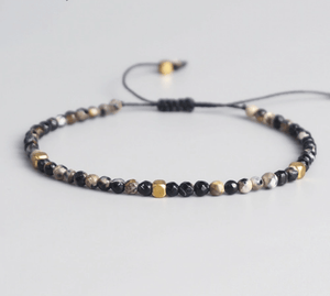 Gold & Black Chakra Crystal Bead Tibetan Bracelet