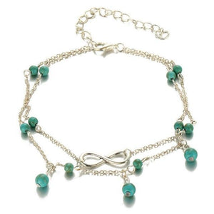 Turquoise Beads with Infinity Charm Boho Anklet BJDY25825