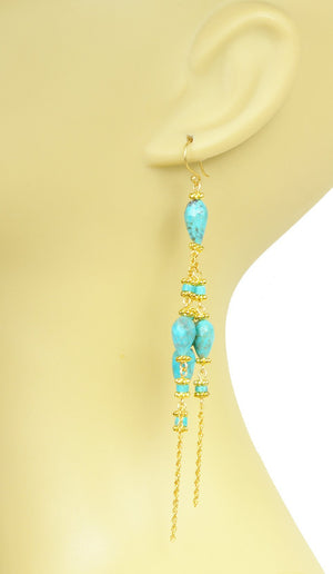 Turquoise Linear Chandelier Earrings Default Title Women - Jewelry - Earrings
