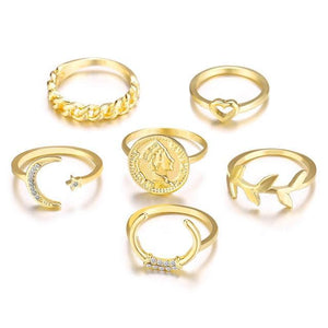 Vintage Gold Leaves & Coin Rings