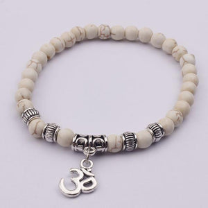 White Infinity OM Yoga Bracelet White 30