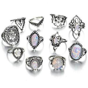 White Opal Goddess Ring Set with Midi Ring