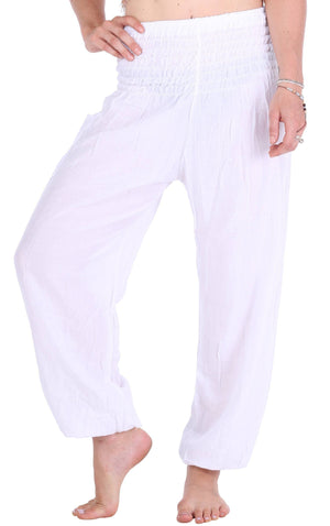White Solid Harem Pants Standard / White Harem Pants