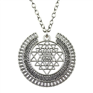 WYSIWYG 50x48mm Sri Yantra Pattern Pendant Necklace, Fashion Jewelry Gift For Women Dropship Jewellery Pendant Necklaces