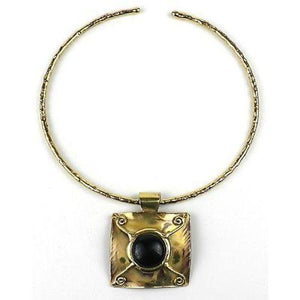 X Squared Dark Blue Tiger Eye Brass Pendant Necklace  (GC) Brass Images